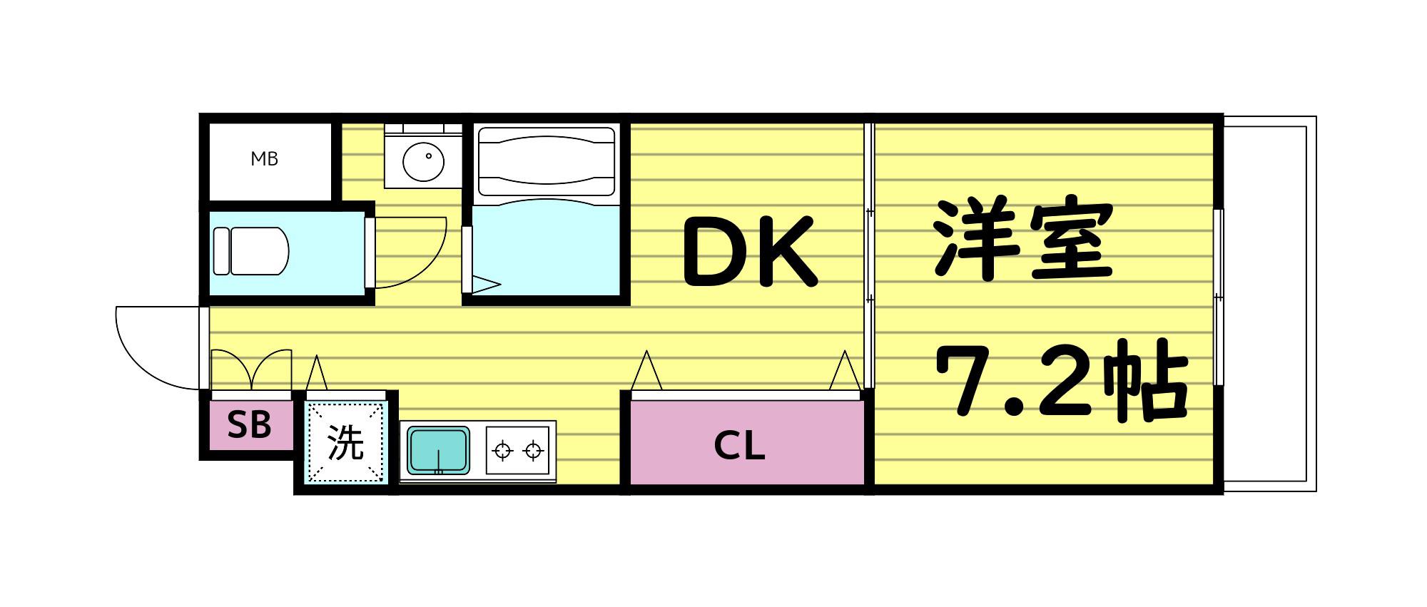 ヴェールカステージュ 深江北(1DK/2階)の間取り写真