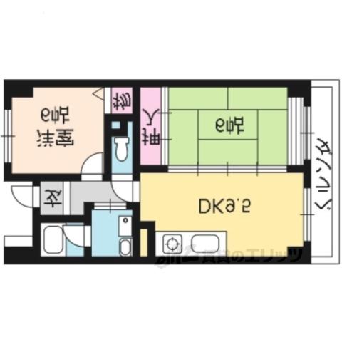 アルデールB(2DK/5階)の間取り写真