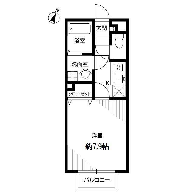 アムール ブリーズ(1K/2階)の間取り写真