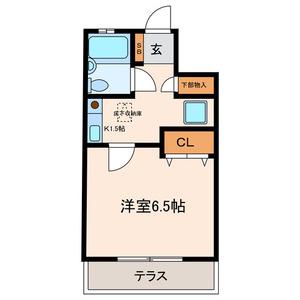グランシャレー島根I(1K/1階)の間取り写真