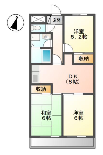 プルミエール(3DK/2階)の間取り写真