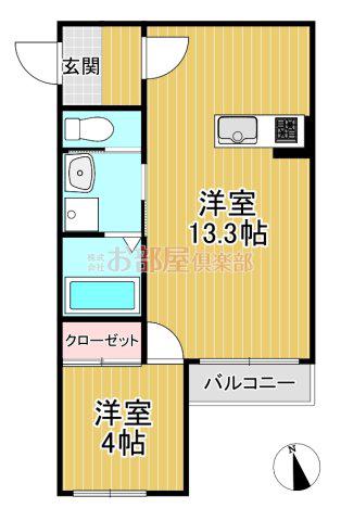 江戸屋敷アパートA棟(1LDK/1階)の間取り写真