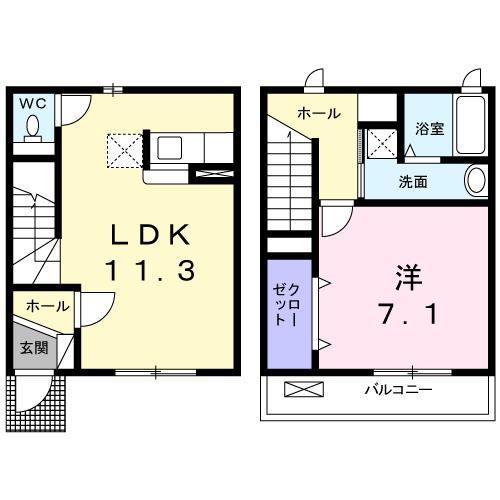 PLAISIR(1LDK/1階)の間取り写真