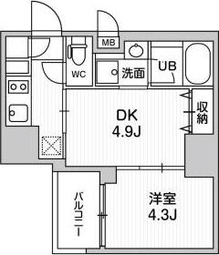 SYFORME大井町II(1DK/9階)の間取り写真