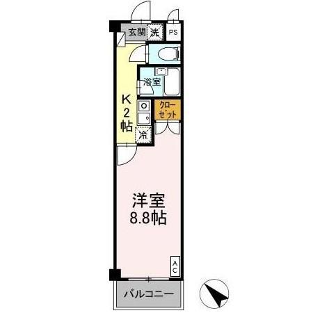 タイムD1(1K/2階)の間取り写真