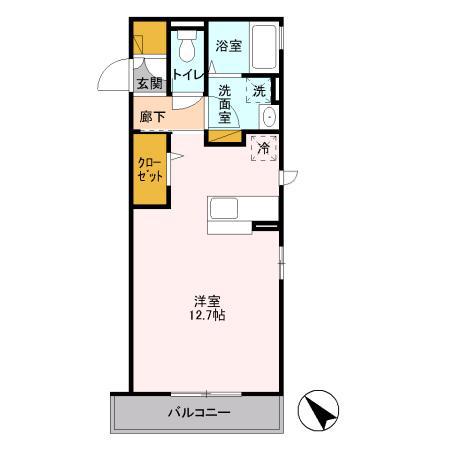メープルリーフ(ワンルーム/2階)の間取り写真