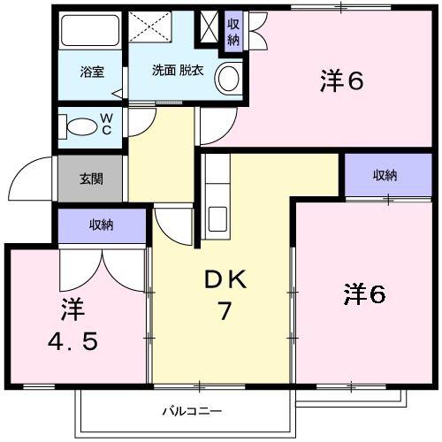 ベルコリーナケイ(3DK/2階)の間取り写真
