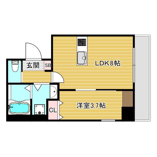 大幸ロイヤル A5(1LDK/8階)の間取り写真