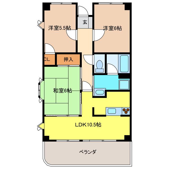 BELLE VILLE I(3LDK/3階)の間取り写真