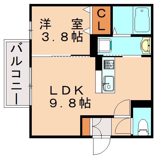 カズコートA(1LDK/1階)の間取り写真