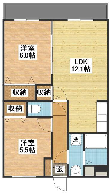 グランディール湘南(2LDK/1階)の間取り写真
