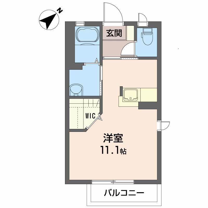 ブルーコートA(ワンルーム/2階)の間取り写真