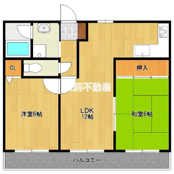 エスポワール柳川II(2LDK/5階)の間取り写真