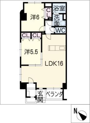 フェニックス(2LDK/1階)の間取り写真