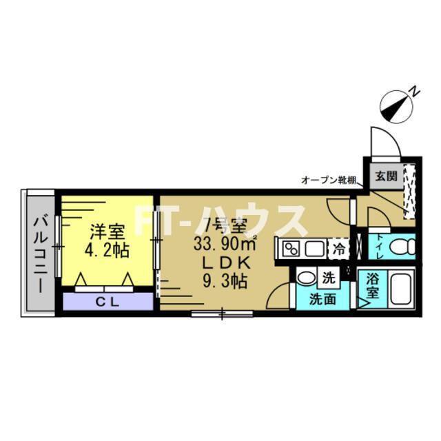 ERIU(1LDK/1階)の間取り写真