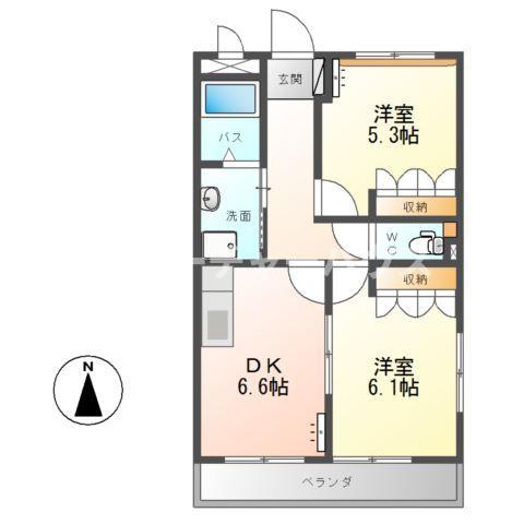 サンプレイスK(2DK/2階)の間取り写真