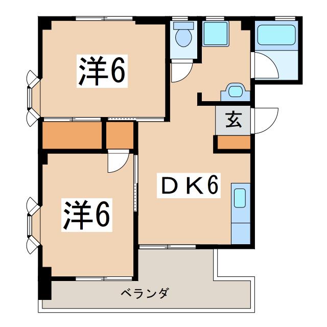 フジパレスマンション(2DK/2階)の間取り写真