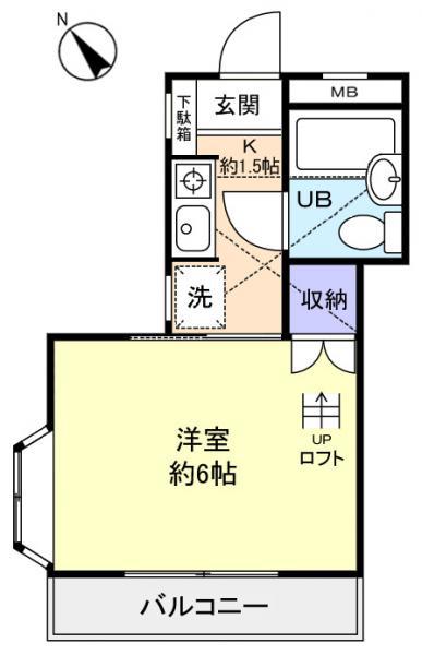 デ・マドアール(1K/2階)の間取り写真