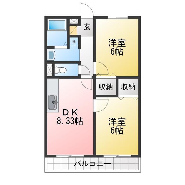 ファミール土田(2DK/3階)の間取り写真