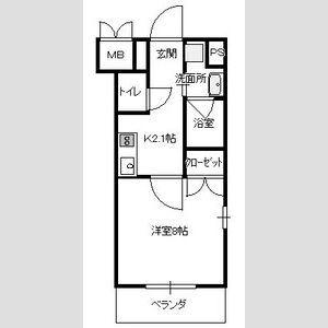 WISH(1K/3階)の間取り写真
