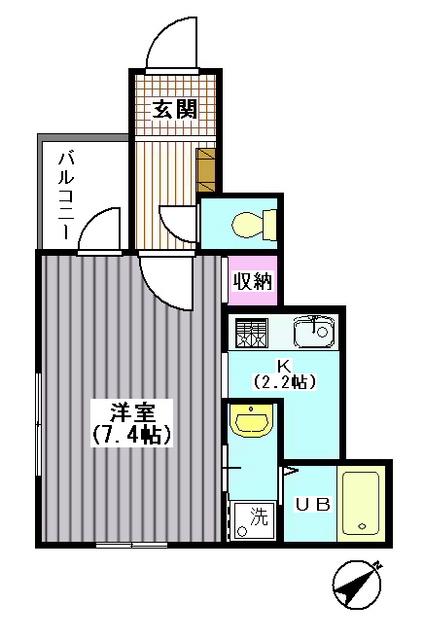 ブランシール武蔵小山(1K/2階)の間取り写真