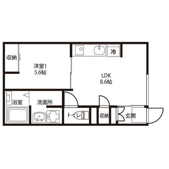 コートハウス錦町(1LDK/1階)の間取り写真