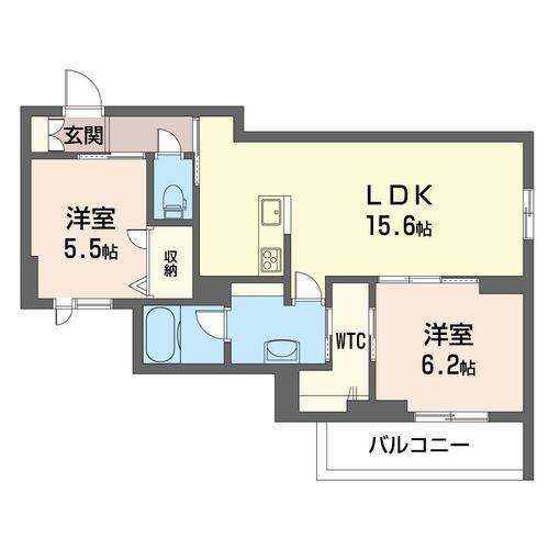 シャトー・ベノワ(2LDK/2階)の間取り写真