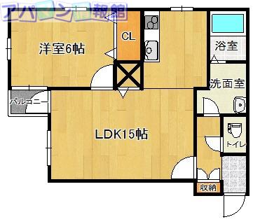 シャルマン上所(1LDK/1階)の間取り写真