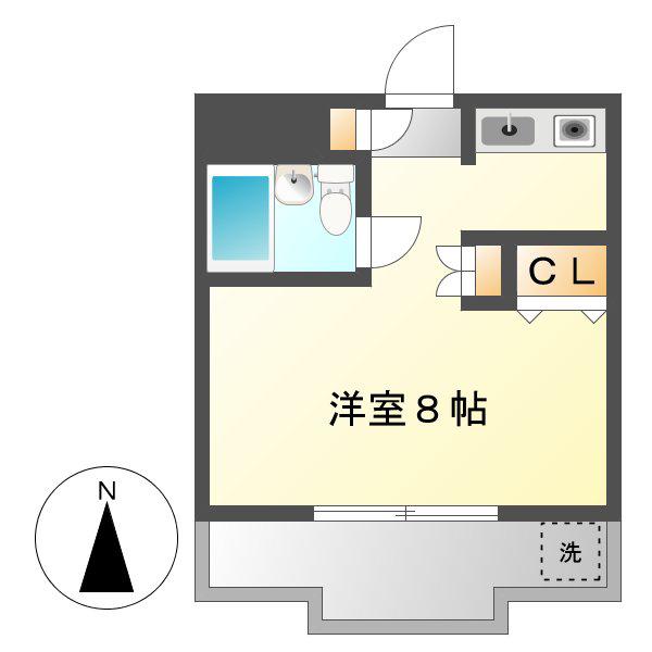 グレイス桜(ワンルーム/2階)の間取り写真