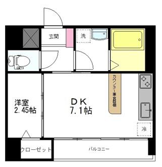 プライム上杉(1DK/6階)の間取り写真