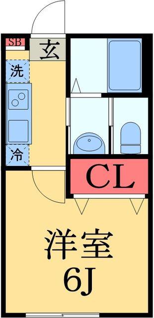 勝田台PDⅡ(1K/2階)の間取り写真