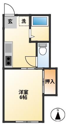 ラフォーレふじ(1K/2階)の間取り写真