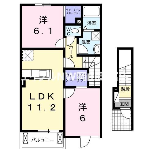 ベルシャトレ(2LDK/2階)の間取り写真
