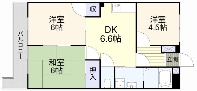 シャトレ沼本町(3DK/5階)の間取り写真