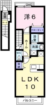 アルモニ―NAO(1LDK/2階)の間取り写真