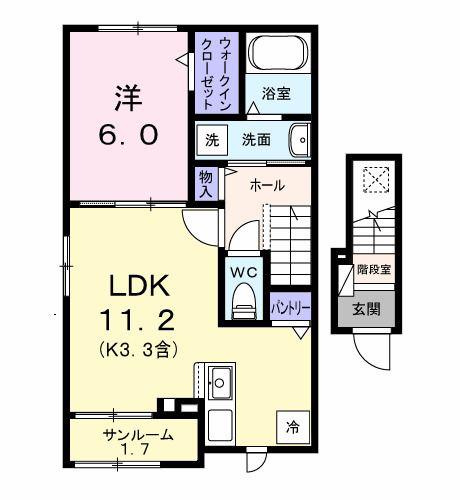 ソフィアツー(1LDK/2階)の間取り写真