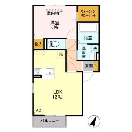 アステールII(1LDK/2階)の間取り写真