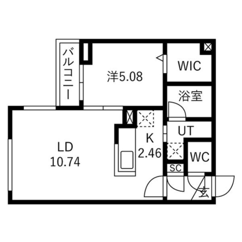 カレラ水車町(1LDK/4階)の間取り写真
