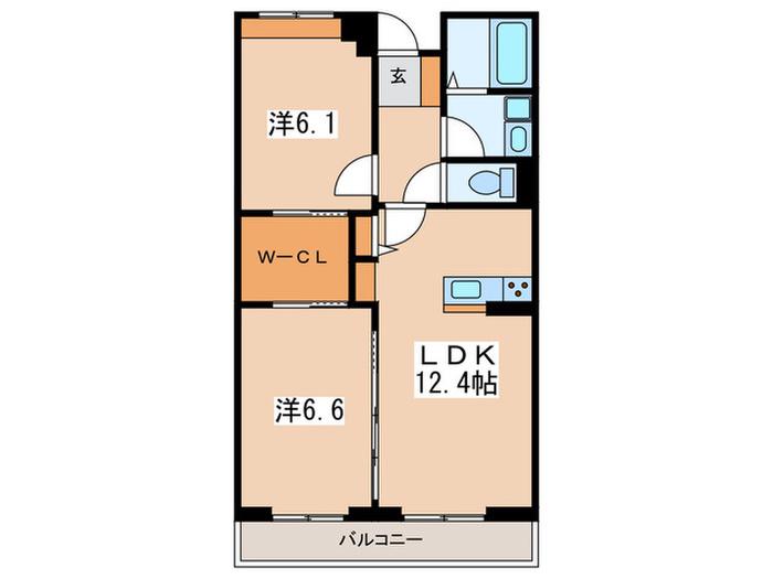 PALAZZO淵野辺I(2LDK/4階)の間取り写真