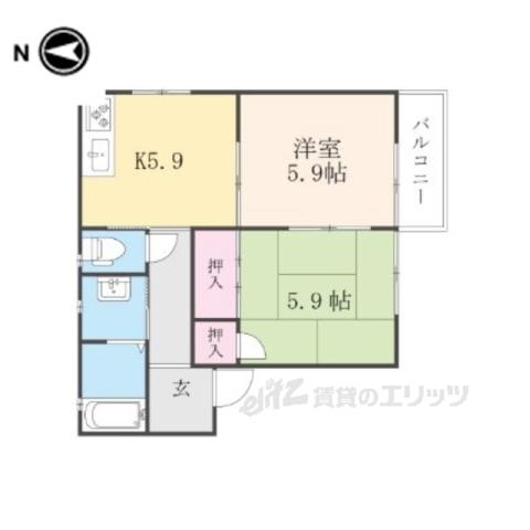 カサルシェンテ2(2K/1階)の間取り写真