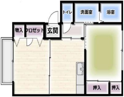 ウエストパレスI(2DK/1階)の間取り写真