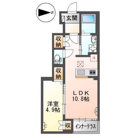 エルシオンII(1LDK/1階)の間取り写真