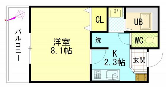 プラティーク川島(1K/2階)の間取り写真