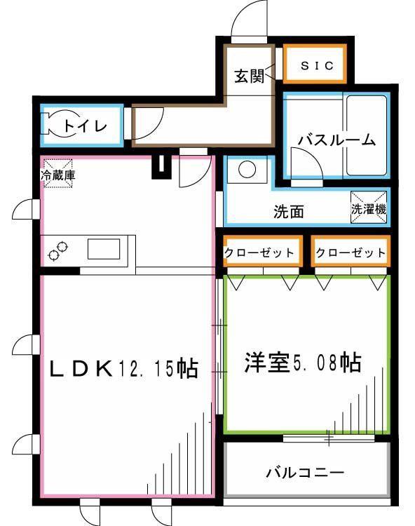 メルベイユ浜田山(1LDK/1階)の間取り写真