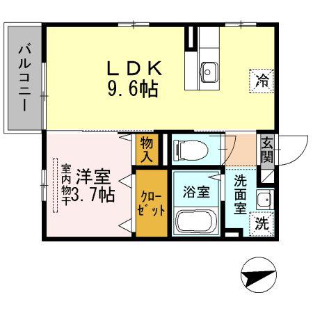 リーフコート星ヶ丘(1LDK/1階)の間取り写真