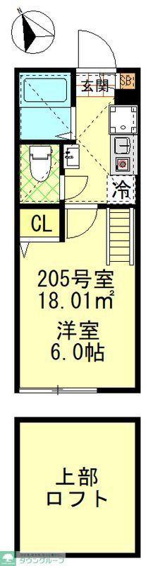 GRIP吉祥寺II(1K/2階)の間取り写真