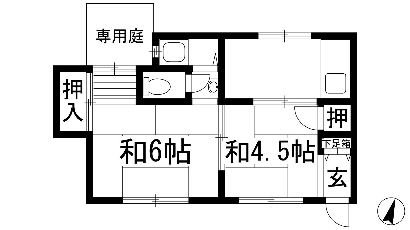 丸福荘(2K/1階)の間取り写真