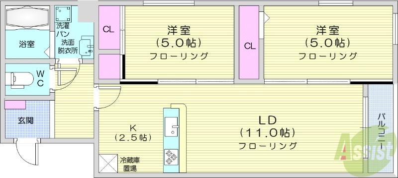 DーROOM小田原8丁目Ⅲ(2LDK/3階)の間取り写真