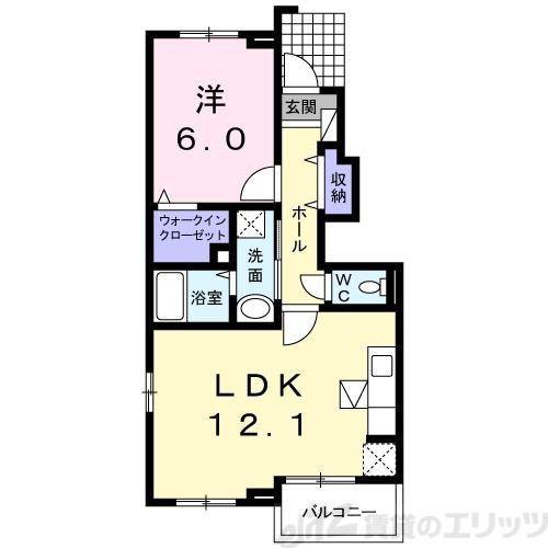 ハイバレーいせき(1LDK/1階)の間取り写真