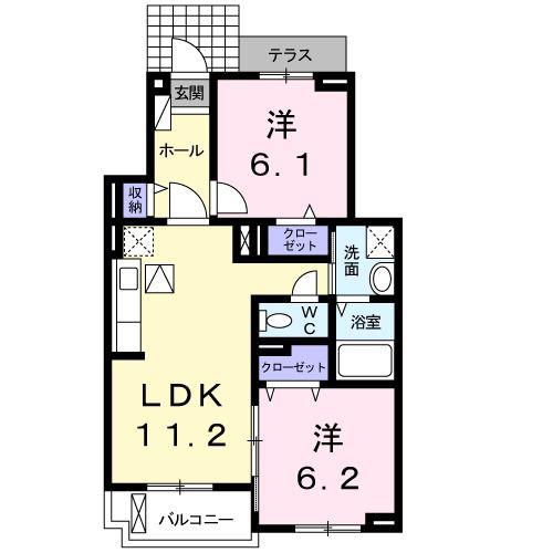 メゾンステージ水野C(2LDK/1階)の間取り写真